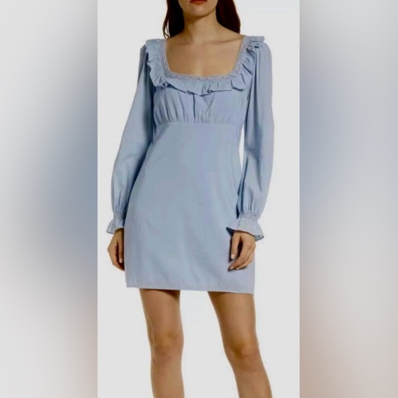 Reformation Dresses & Skirts - NWT Reformation Blue Sheath Dress with Bishop Sleeves Size 8 sku#85